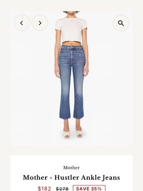MOTHER Hustler Cropped Ankle Jeans - Medium Blue Wash